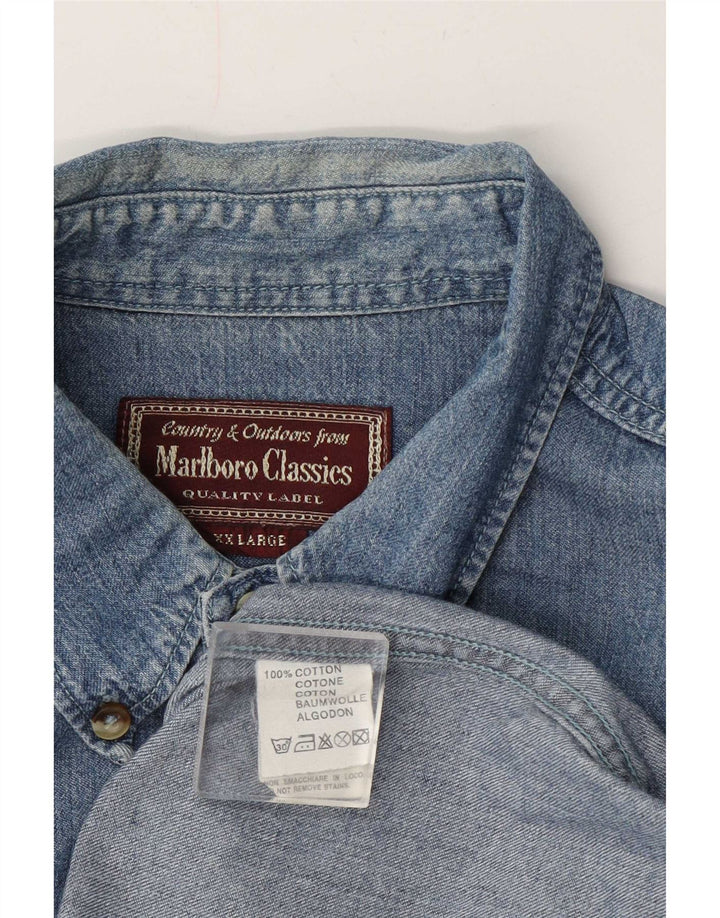 Marlboro Classics Herren Jeanshemd 2XL Blaue Baumwolle