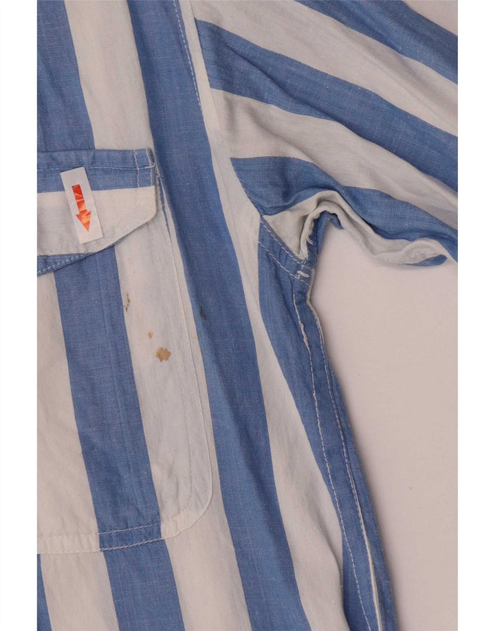 Vintage Herrenhemd Mittelblau gestreift