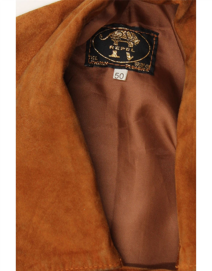 VINTAGE Herren Wildlederjacke IT 50 Großes braunes Leder