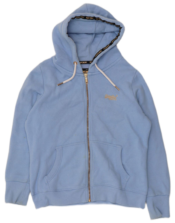 Superdry Damen-Kapuzenpullover mit Reißverschluss, UK 16, Größe L, Blau, Baumwolle