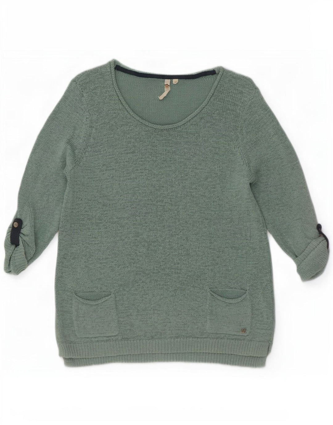 White Stuff Damen-Pullover mit 3/4-Ärmeln und U-Boot-Ausschnitt, Gr. 12, Mittelgrün