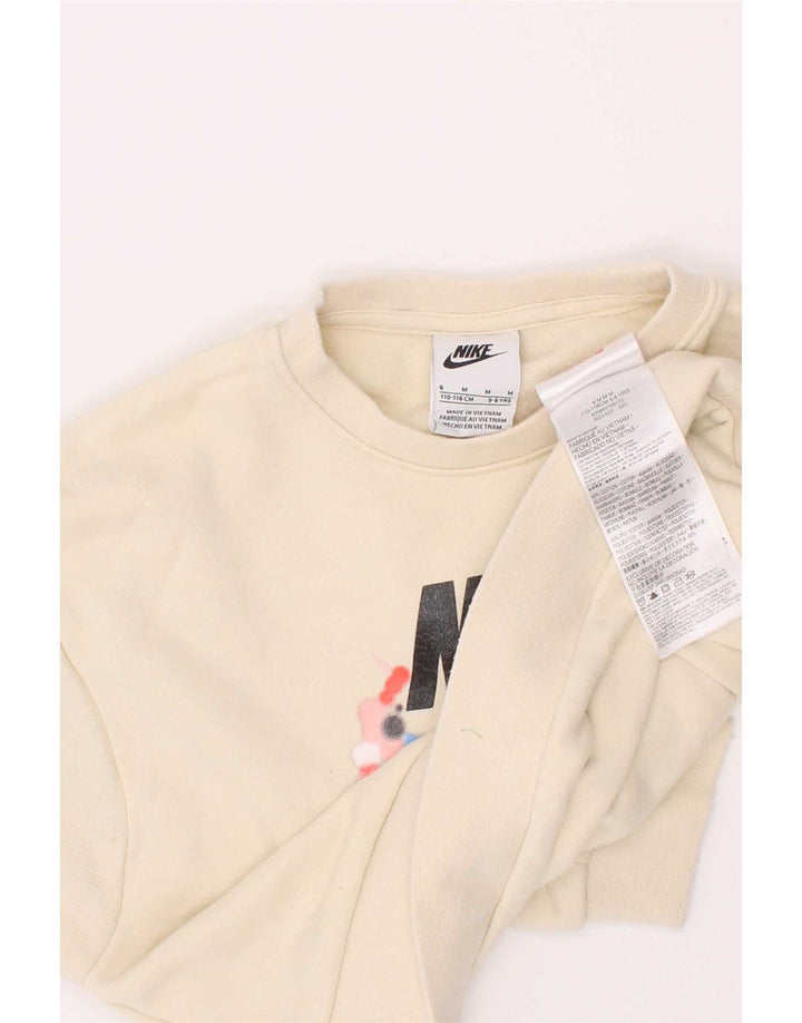 Nike Mädchen-Sweatshirt mit Grafik, 5–6 Jahre, mittelbeige Baumwolle