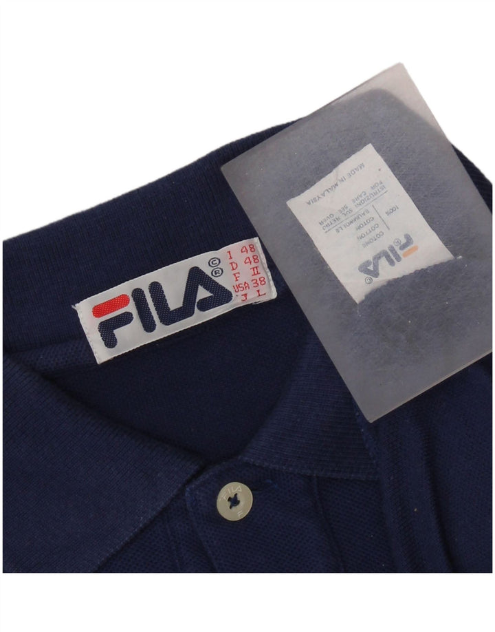 FILA Herren Langarm-Poloshirt IT 48 Mittelmarineblaue Baumwolle