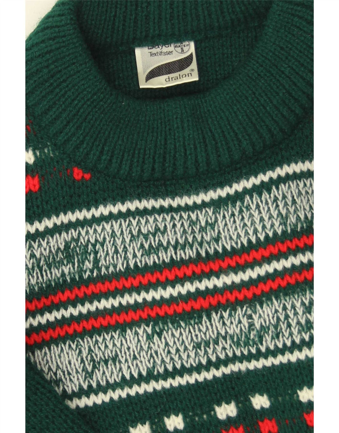 Dralon Herren-Pullover mit Rundhalsausschnitt, Größe S, Grün, Fair-Isle-Polyacryl