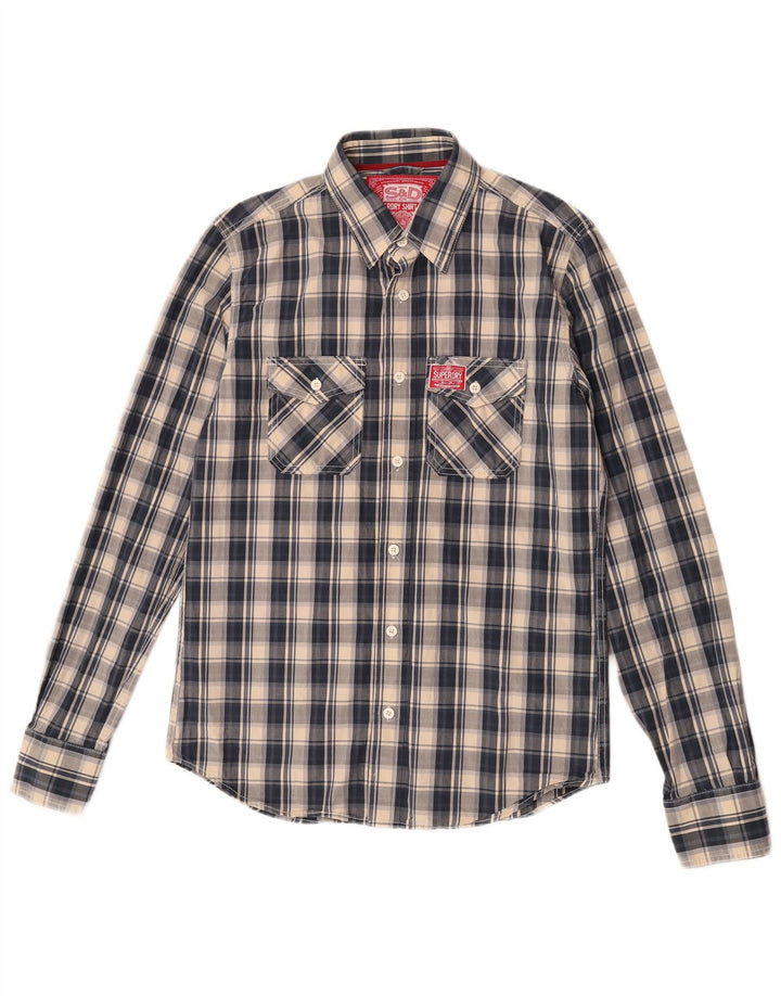 Superdry Herrenhemd aus Baumwolle, groß, blau kariert