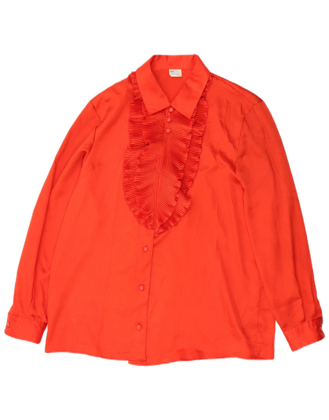 BIANCHI Damen-Hemdbluse mit Rüschen vorne, UK 18, XL, Rot, Polyester