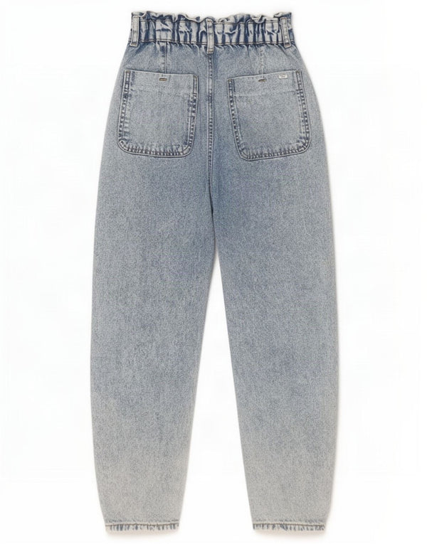 Zara Damen High Waist Tapered Jeans EU 34 2XS W24 L24 Blaue Baumwolle
