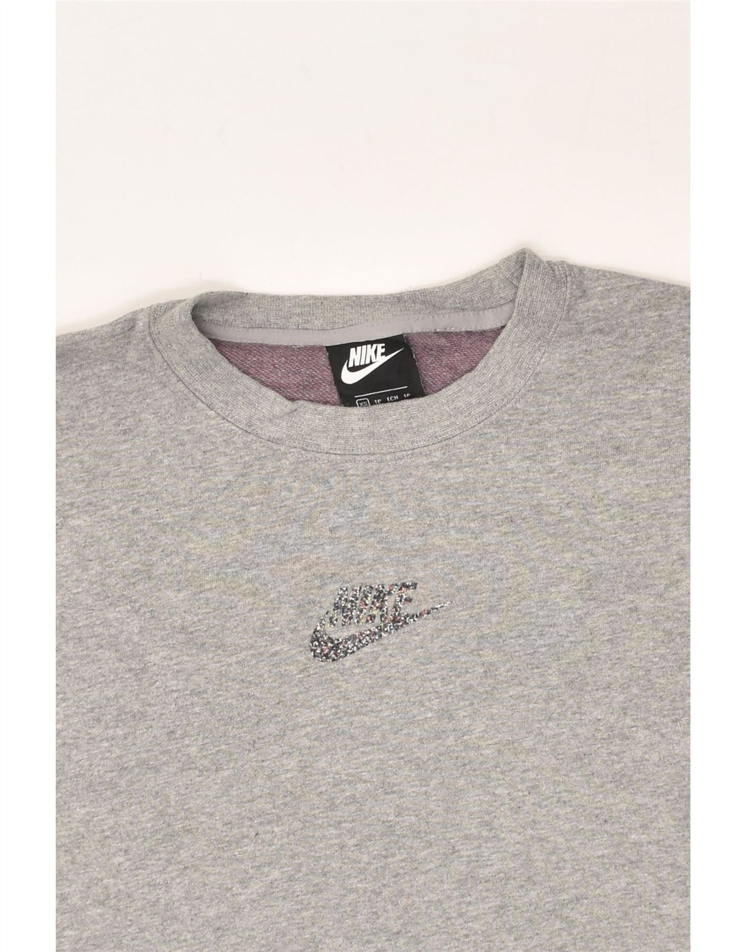 NIKE Womens Crop Sweatshirt Jumper UK 6 XS Grey Cotton | Vintage Nike | Thrift | Second-Hand Nike | Used Clothing | Messina Hembry 