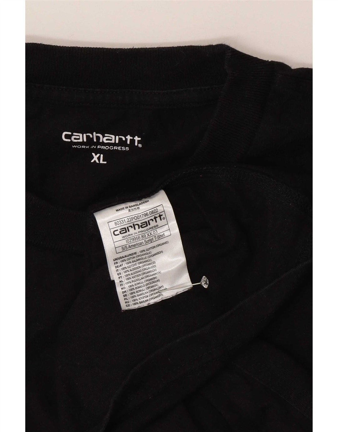 Carhartt Herren T-Shirt Top XL Schwarz Baumwolle
