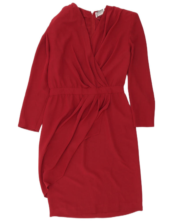 Luisa Spagnoli Damen Langarm-Etuikleid UK 14 Medium Burgund