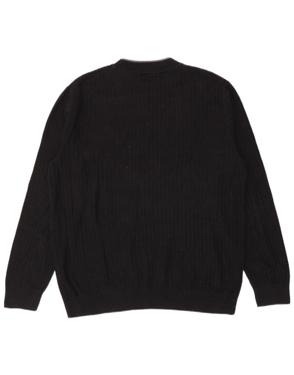 Fred Perry Herren-Pullover mit Rundhalsausschnitt, XL, schwarze Baumwolle