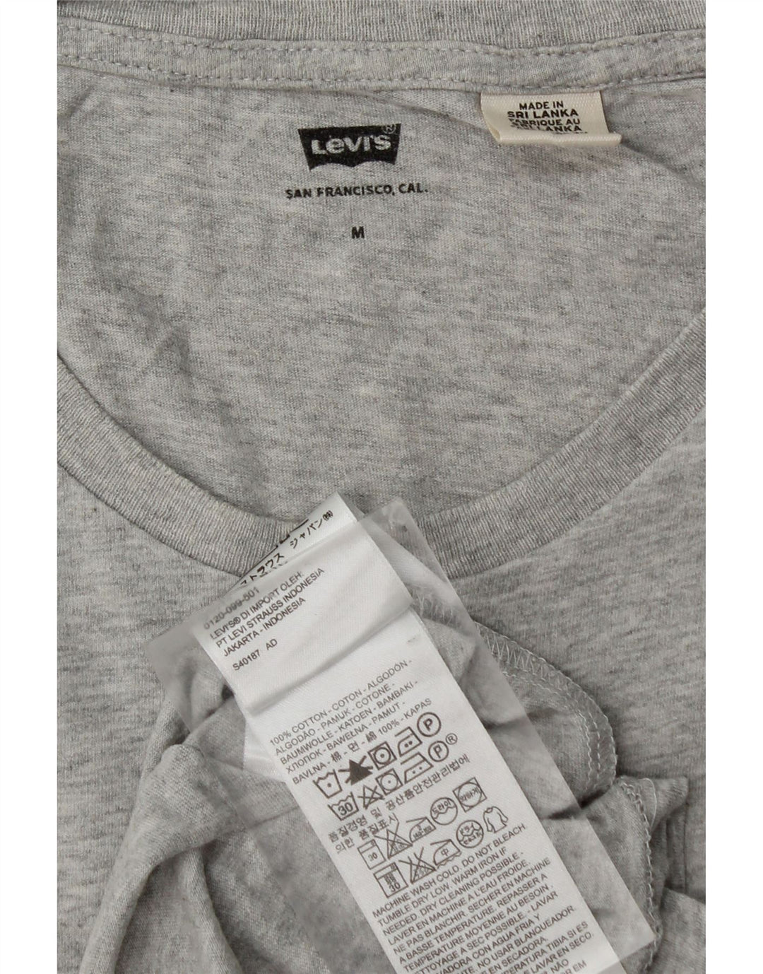 Levi's Herren-T-Shirt-Oberteil aus mittelgrau gefleckter Baumwolle