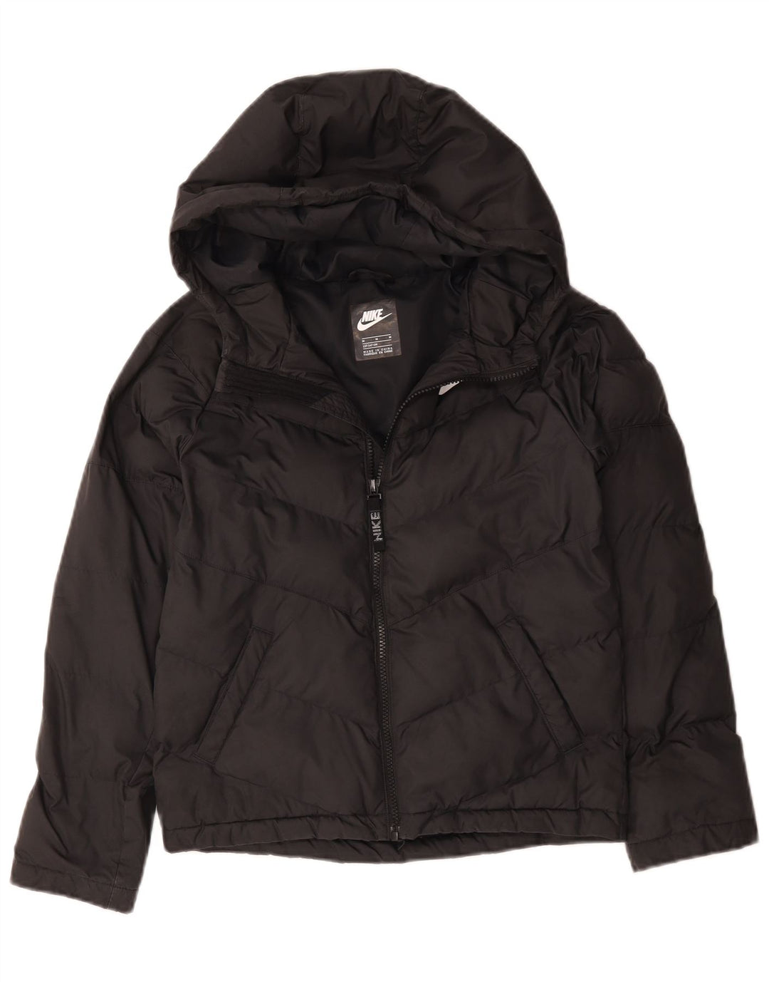 Nike Jungen gepolsterte Jacke mit Kapuze, 10–11 Jahre, mittelgroß, schwarz, Polyester, Sport
