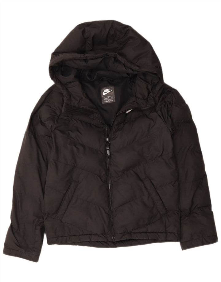 Nike Jungen gepolsterte Jacke mit Kapuze, 10–11 Jahre, mittelgroß, schwarz, Polyester, Sport