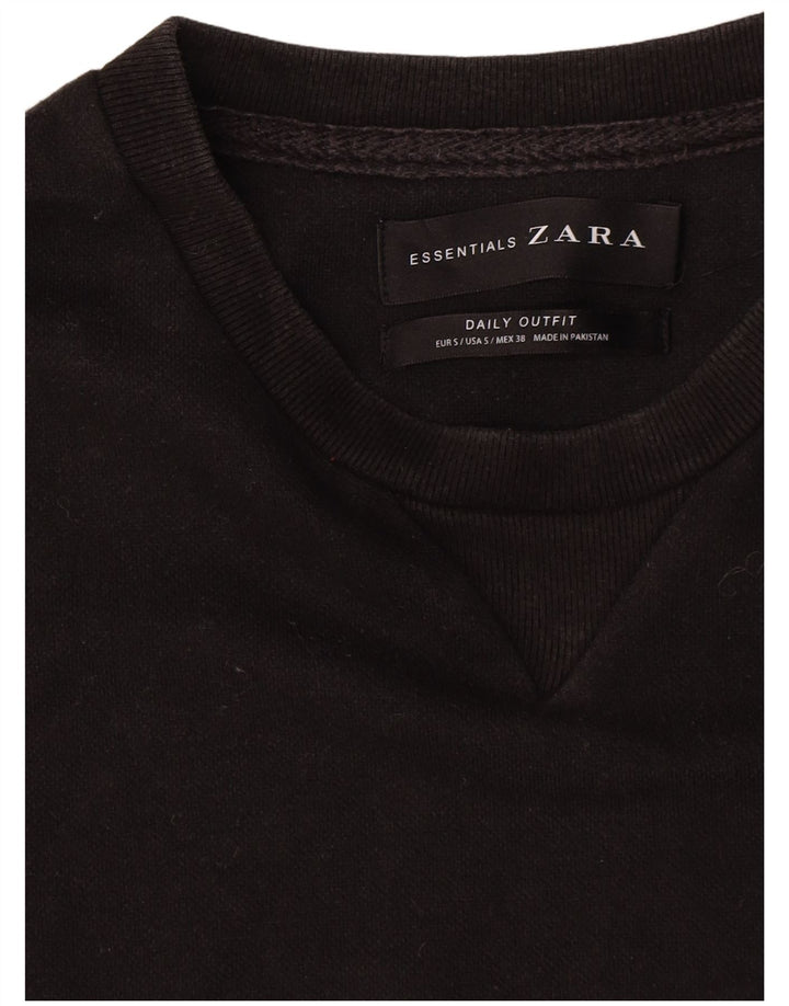 Zara Herren Sweatshirt Pullover Small Schwarz Baumwolle