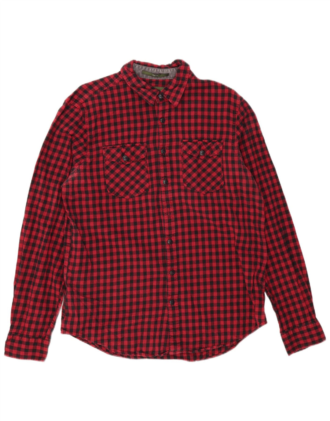 EDDIE BAUER Herren-Flanellhemd, groß, rot, Gingham-Baumwolle