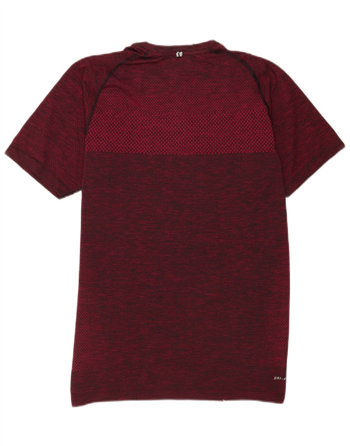 Nike Herren Dri Fit T-Shirt-Oberteil, mittelgroß, Burgunderrot gefleckt