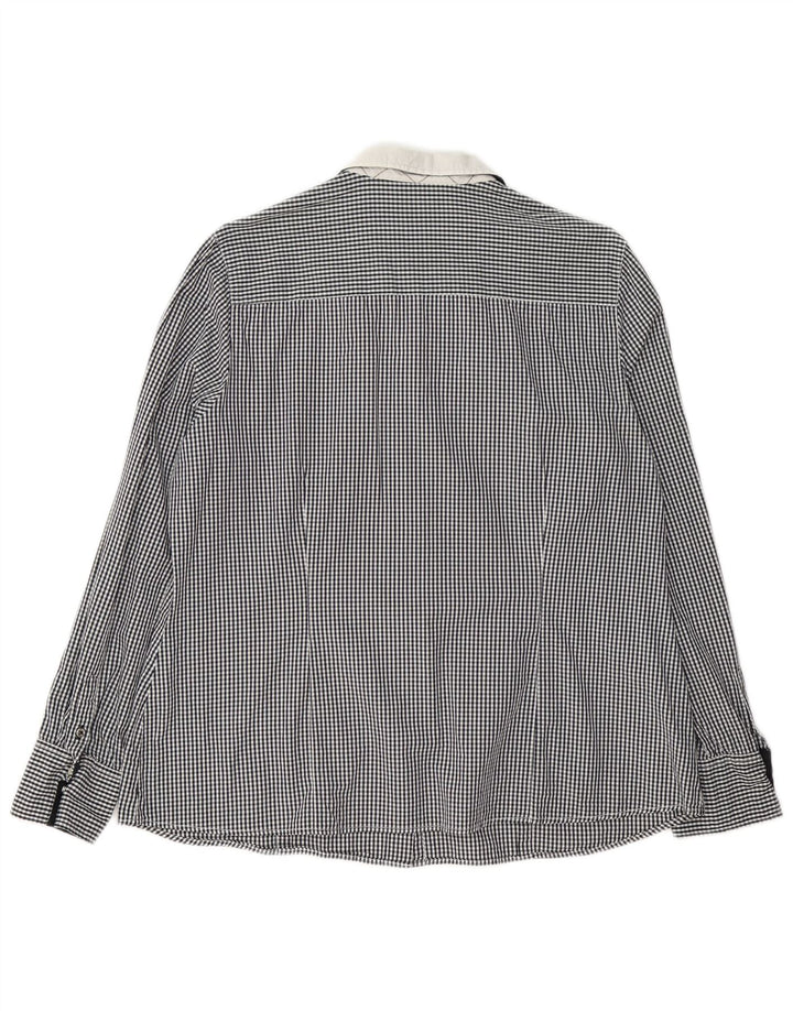 Vintage Damen Shirt EU 42 XL Schwarz Gingham Baumwolle