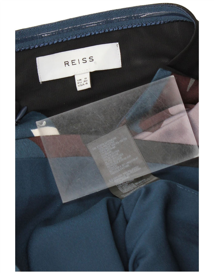 REISS Damen-Kleid mit abstraktem Muster, trägerlos, Gr. 8, klein, mehrfarbig