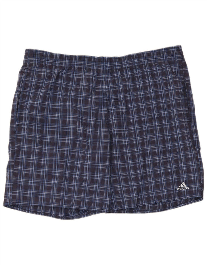 Adidas Herren-Badeshorts, groß, blau kariert, Polyester