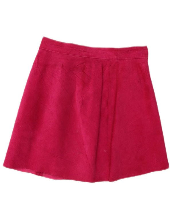 Vintage Womens Suede Skirt W24 XS Pink