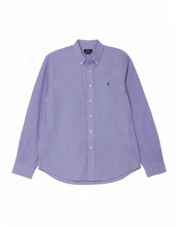 Polo Ralph Lauren Herren-Slim-Fit-Hemd XL aus blauer Gingham-Baumwolle