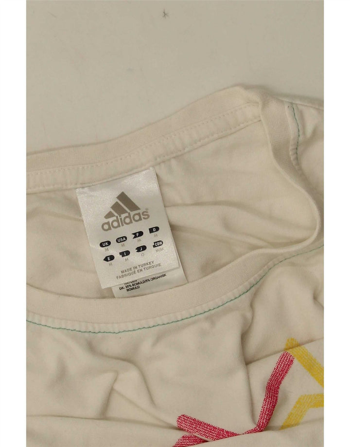 Adidas Herren Grafik-T-Shirt-Oberteil aus mittelweißer, geometrischer Baumwolle