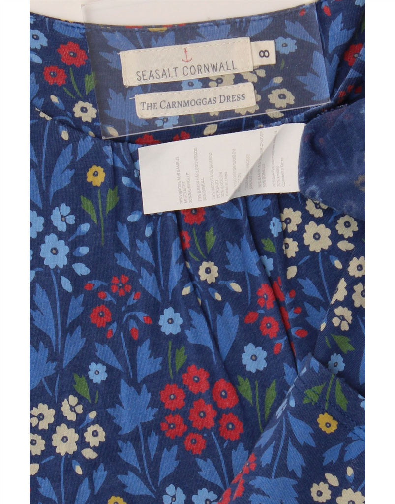 SEASALT CORNWALL Womens A-Line Dress UK 8 Small Blue Floral Viscose Vintage Seasalt Cornwall and Second-Hand Seasalt Cornwall from Messina Hembry 
