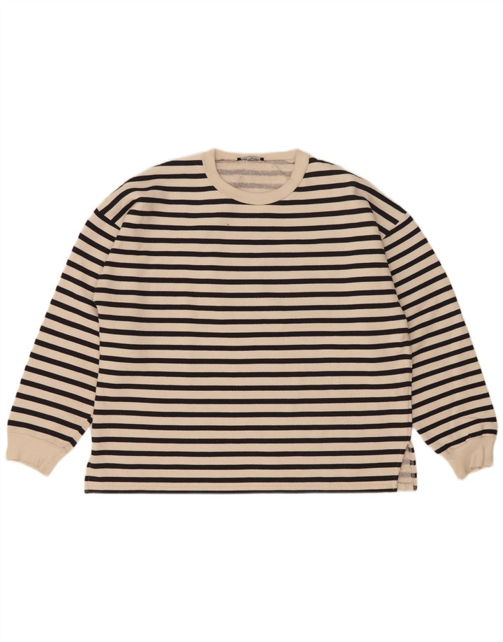 Übergroßer Sweatshirt-Pullover für Damen von Zara, Gr. 14, mittelgrau, gestreift