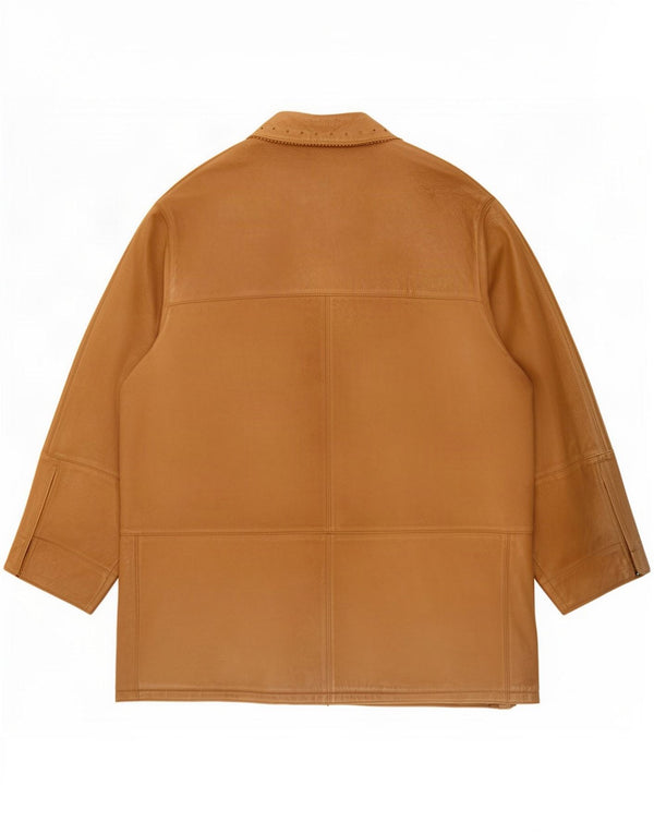 Vintage Damen Übergroßer Wildledermantel IT 50 XL Beige Leder