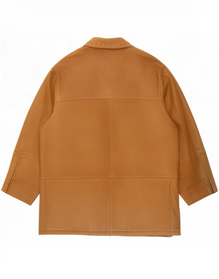 Vintage Damen Übergroßer Wildledermantel IT 50 XL Beige Leder