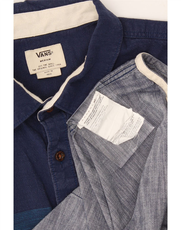 VANS Mens Short Sleeve Shirt Medium Blue Colourblock Cotton Vintage Vans and Second-Hand Vans from Messina Hembry 