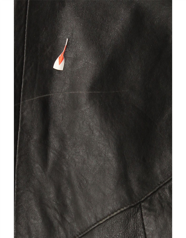 Vintage Damen Ledermantel UK 14 Large Schwarz
