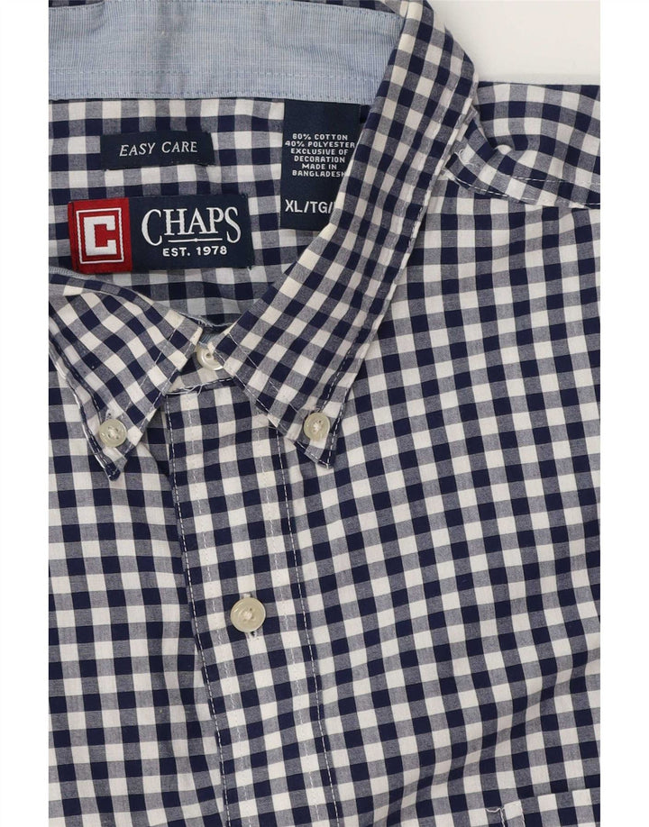 Chaps Herren-Hemd, pflegeleicht, XL, Marineblau, Gingham-Baumwolle