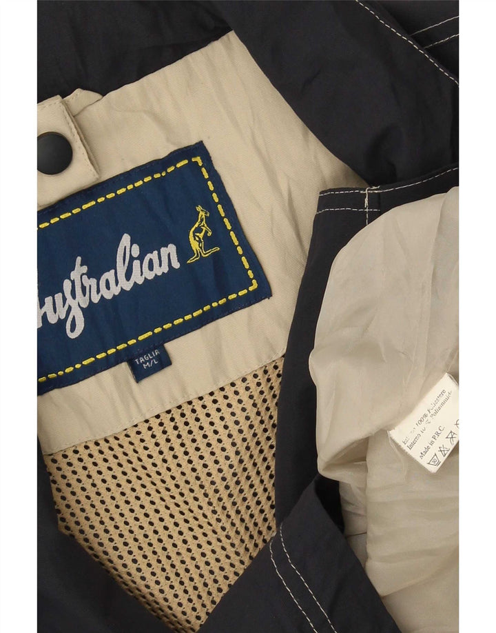 AUSTRALIAN L'ALPINA Herren-Regenjacke UK 40 Large Graues Colourblock-Polyester