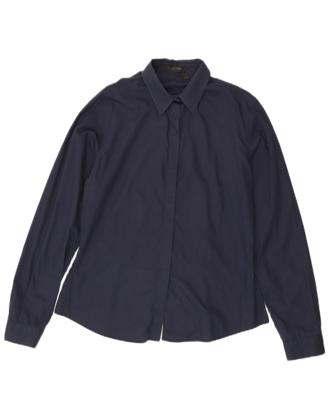 Calvin Klein Damenhemd US 12 Large Marineblau Baumwolle