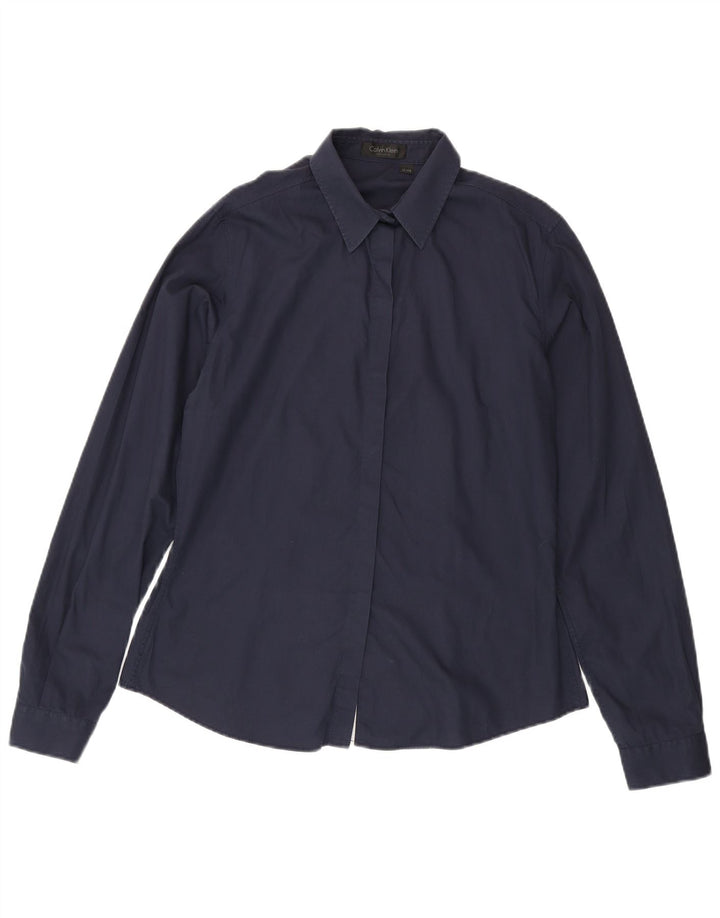 Calvin Klein Damenhemd US 12 Large Marineblau Baumwolle