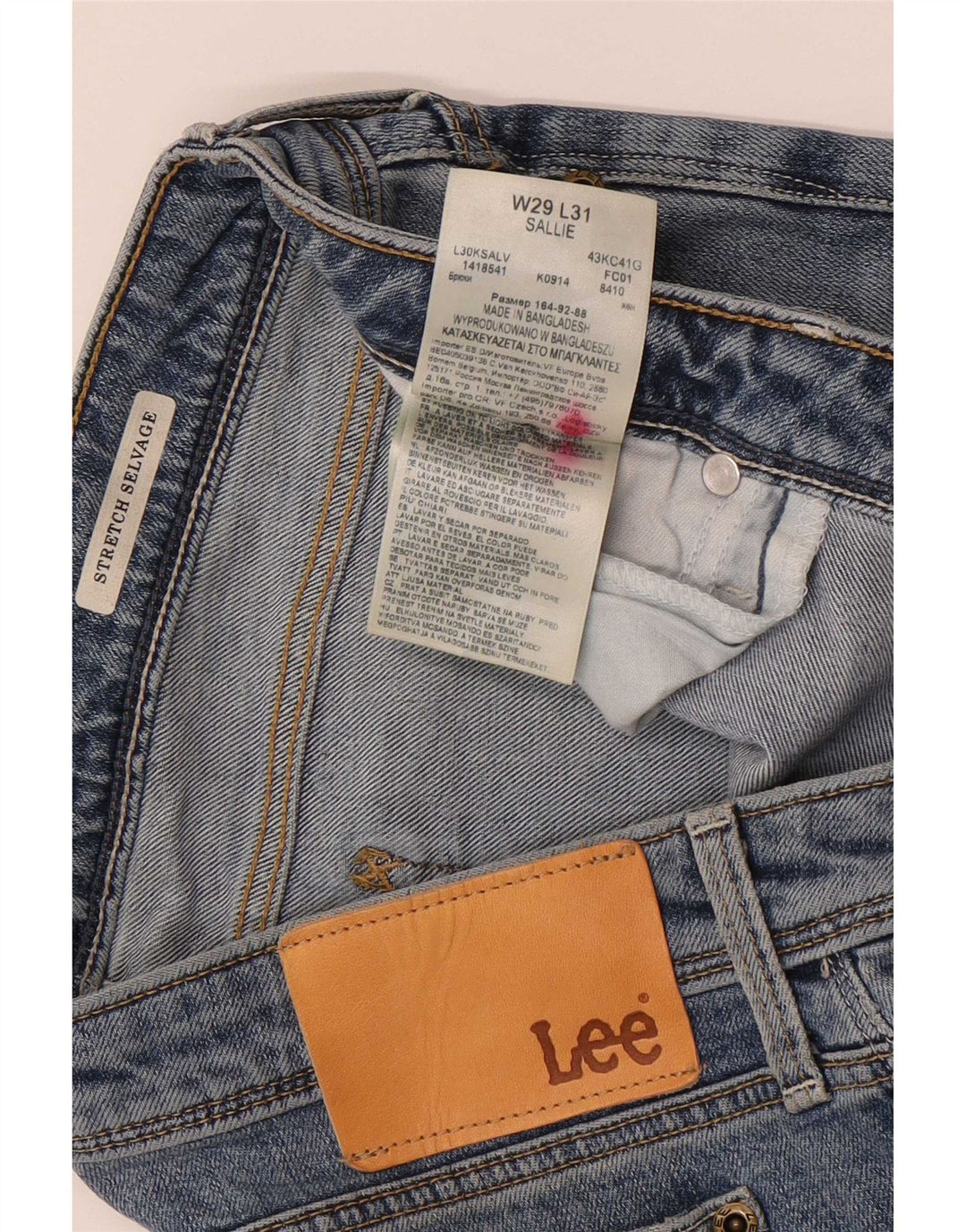 Lee Herren Selvage Stretch Slim Jeans W29 L31 Blaue Baumwolle