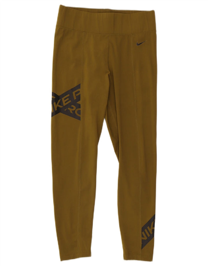 Nike Womens Graphic Leggings UK 10 Small Khaki Polyester