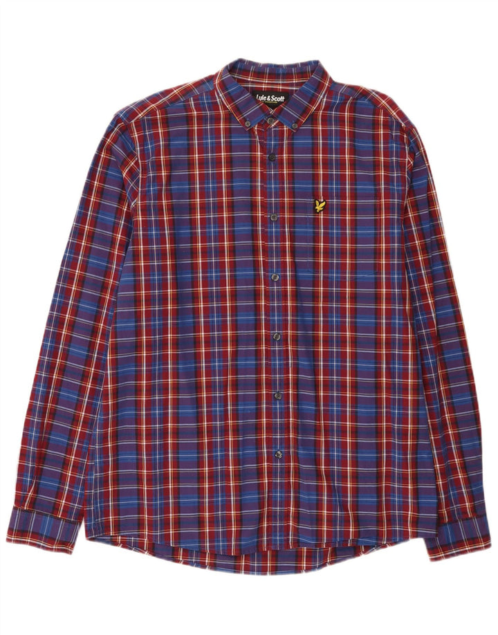 Lyle & Scott Herrenhemd XL, blau kariert, Baumwolle
