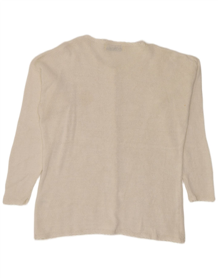 Paramour Damen-Strickjacke, Einheitsgröße, weißes Ramie-Blumenmuster