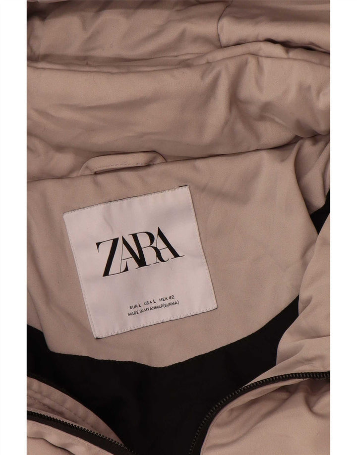 Zara Damen-Jacke mit Kapuze, gepolstert, Größe 44, Grau, Polyester