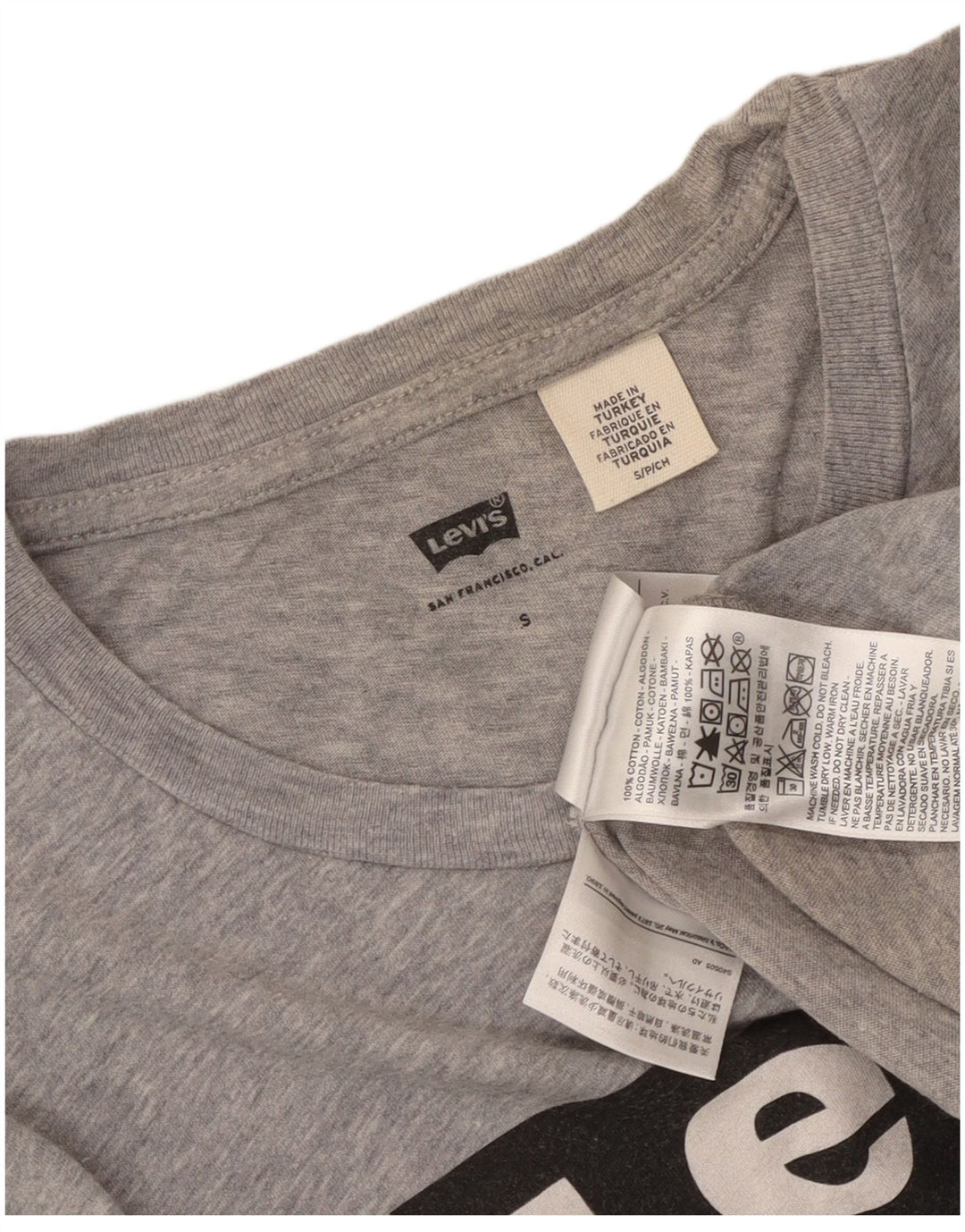 Levi's Herren-T-Shirt mit Grafik, Größe S, grau gesprenkelte Baumwolle