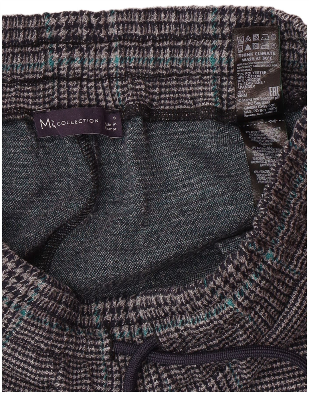 MARKS & SPENCER Damen-Trainingshose, Größe S, Grau, Hahnentrittmuster