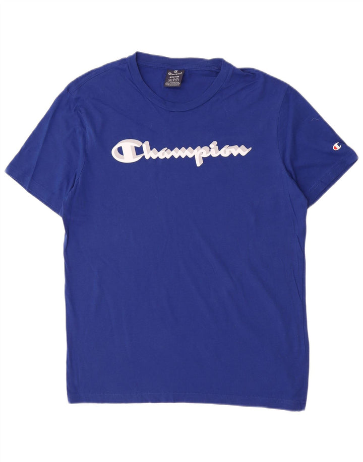 Champion Herren-T-Shirt mit Grafik, mittelblaue Baumwolle