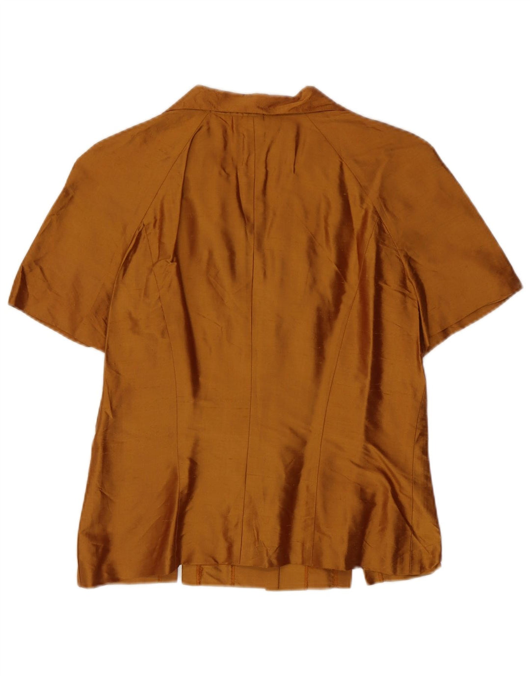 Luisa Spagnoli Damen Kurzarm-Hemdbluse IT 44 Mittelbraune Seide