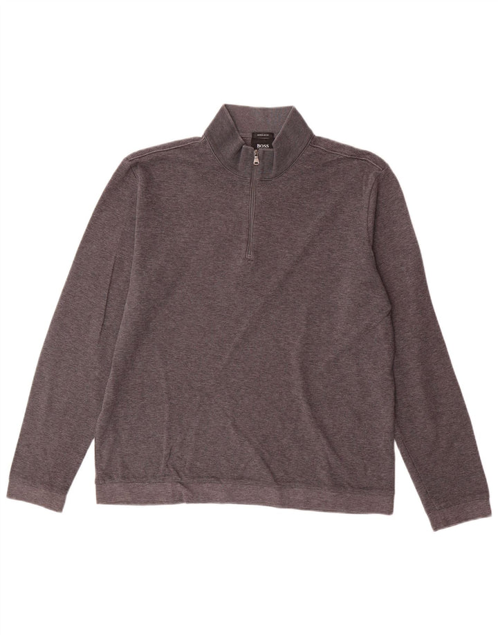 Hugo Boss Herren-Sweatshirt mit Reißverschluss, reguläre Passform, Größe L, Grau