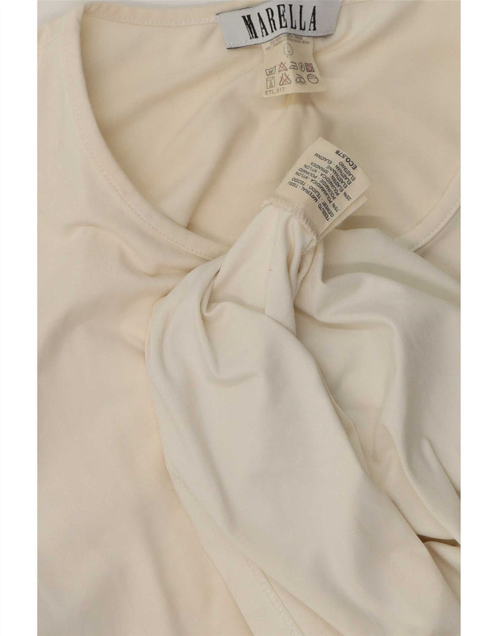 Marella Damen T-Shirt Top UK 14 Large Weiß Polyamid