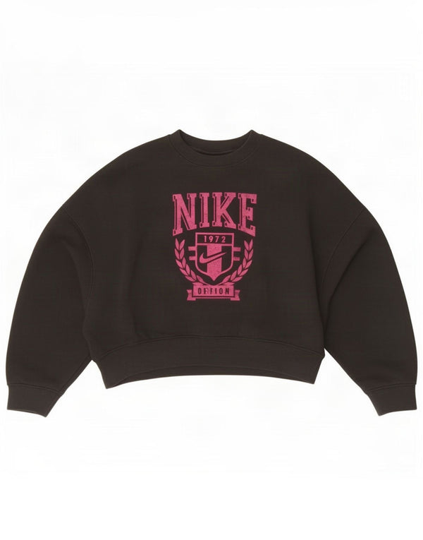 Nike Mädchen-Sweatshirt mit Grafik, übergroß, 5–6 Jahre, XS, schwarze Baumwolle