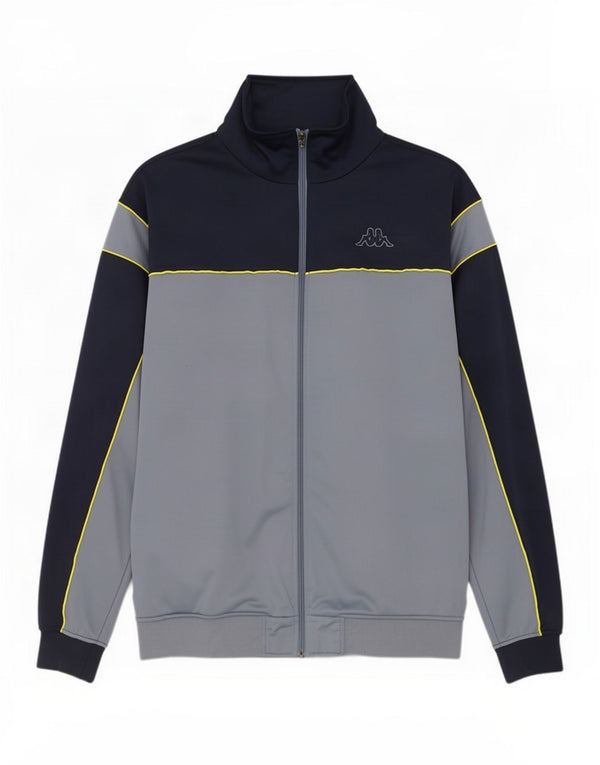 Kappa Herren-Trainingsanzug-Top-Jacke XL, blaues Farbblock-Polyester